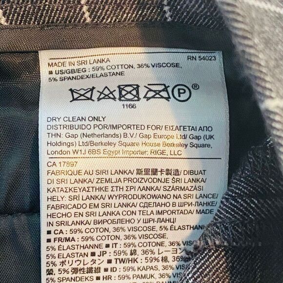 Banana Republic Windowpane Sloan Fit Trouser Ankle Pants Black White Size 2 - Picture 7 of 7